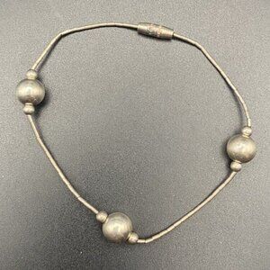 SW Bracelet Liquid Silver Tested 925 Sterling 7.5' 3g Vintage Bead Unisex Barrel